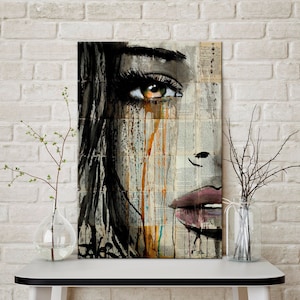 Abstract woman Face canvas wall art Abstract woman Portrait art Graffiti Woman Face canvas Newspaper painting print