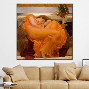 Frederic Leighton canvas Flaming June print Famous Painting Sleeping girl art Frederic Leighton Home Decor wall art