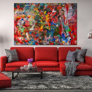 Abstract Colorful painting canvas art Bright Multicolor wall art Abstract art Brush Strokes Abstract print canvas art Living room wall art