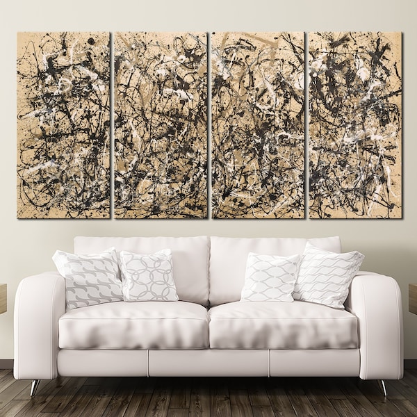 Autumn Rhythm (Number 30) Abstract canvas wall art Modern decor Expressionism art Pollock Abstract painting print Large canvas art