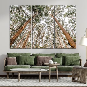 Forest Wall Art Woodland Print Abstract Tree Nature Wall Art Green Tree Painting Extra Large Wall Art