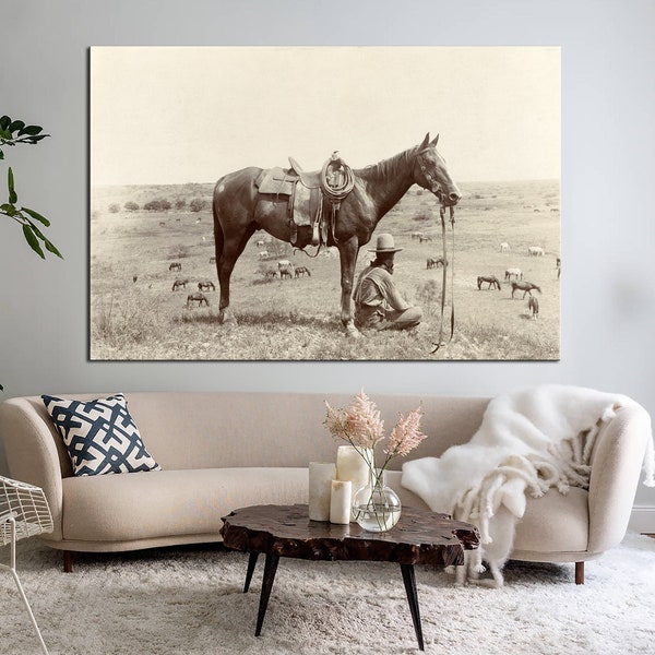 Western canvas wall art Texas cowboy print Wild West print Texas cowboy art decor Cowboy canvas print Cowboy Artwork Rustic Wall Art