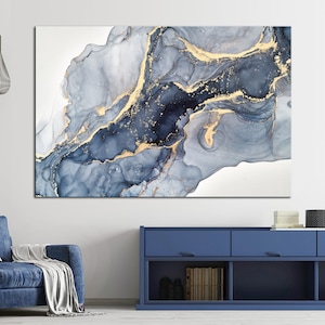 Abstract print Blue gold Marble wall art Abstract Canvas art Marble Wall decor Modern wall art Abstract Printable wall art