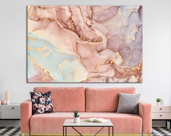 Pink gold abstract Marble Canvas art Pink Marble wall art Large Wall decor Living Room Wall Art Gold Marble print