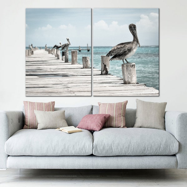 Pelican canvas wall art Sea Bird prints Coastal decor Pelican print Living room decor Bird Home Decor wall art Popular right now