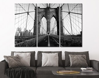 New York Wall Art Black White Panoramic View New York City Manhattan ...