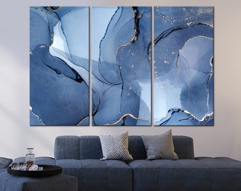 Blue Marble wall art Abstract art print Modern home decor Abstract marble New home Large canvas art Marble Texture wall art canvas