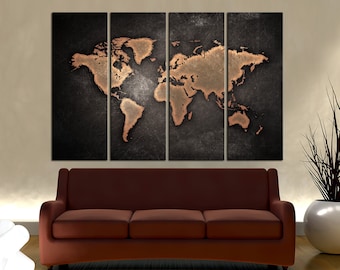 Large World map canvas print World Map wall art Travel map Large canvas art World Map print Travel gift Living room decor