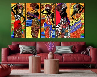 Black Woman wall art African canvas print Black Girl art Ethnic wall decor African Beautiful Woman Large wall art Housewarming Gift