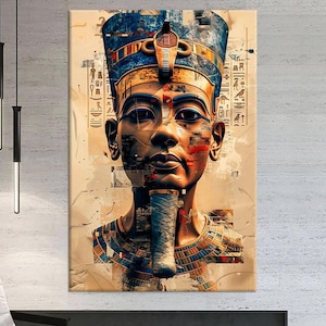 Egyptian Papyrus large canvas wall art prints King Tutankhamun Ancient Egyptian wall art Living room decor Historical art