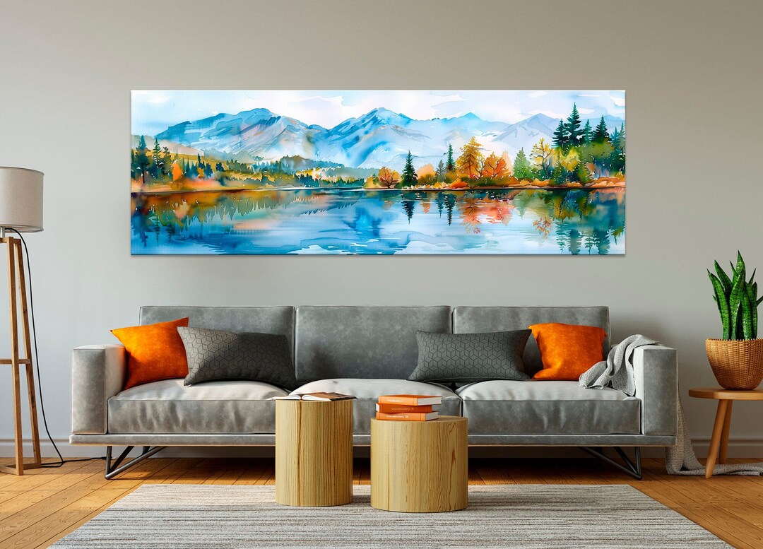 Mountain Lake Wall Art Mountain Landscape Print Nature Watercolor ...