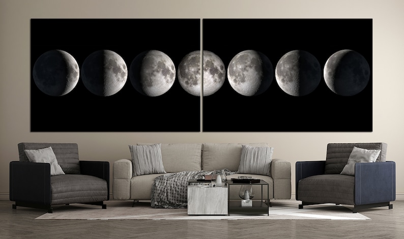 May include: A black and white image of the moon in eight different phases. The moon is shown against a black background.