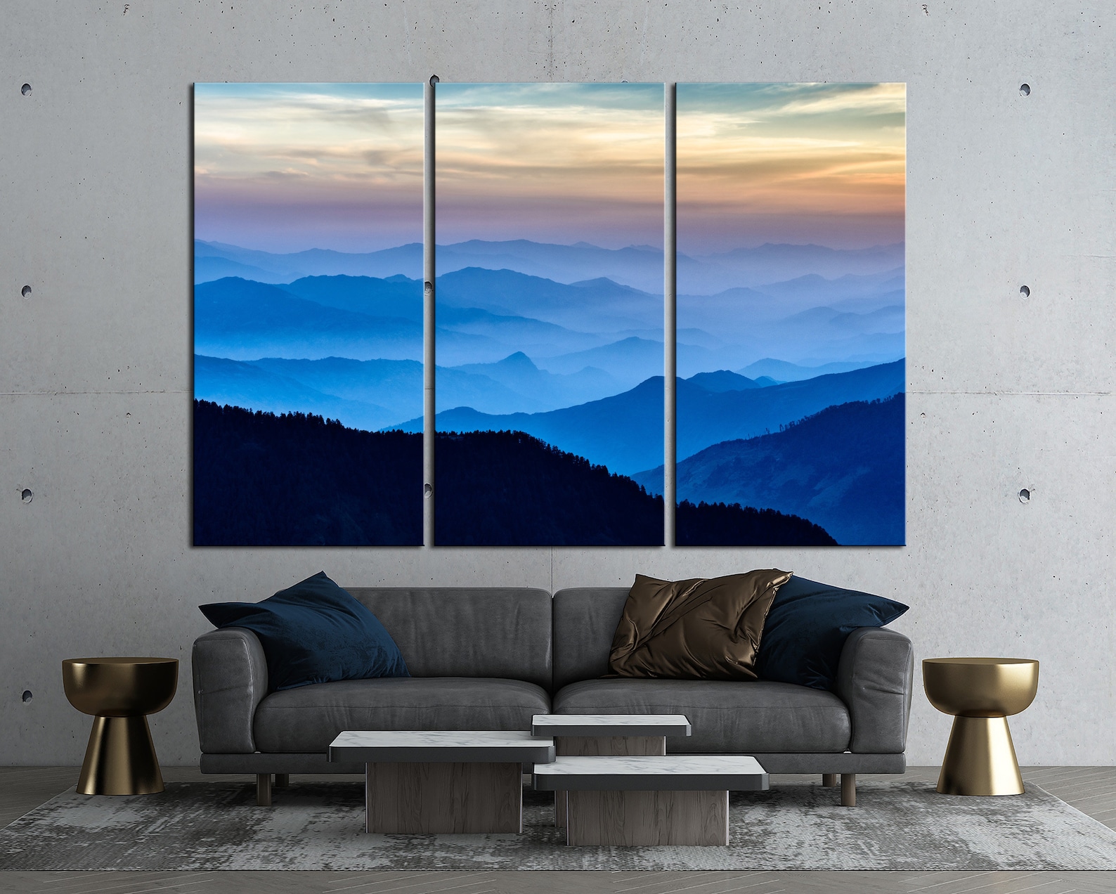 Smoky Mountain Canvas Extra Large Wall Art Blue Mountain Wall Etsy