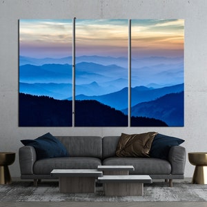 Smoky Mountain Canvas Extra Large Wall Art Blue Mountain Wall Decor ...