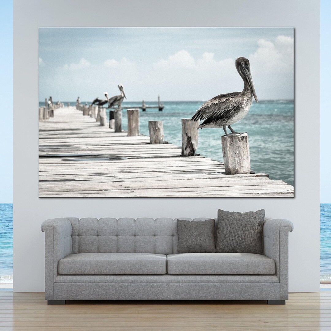 Pelican Canvas Print, Coastal Bird Wall Art - Etsy