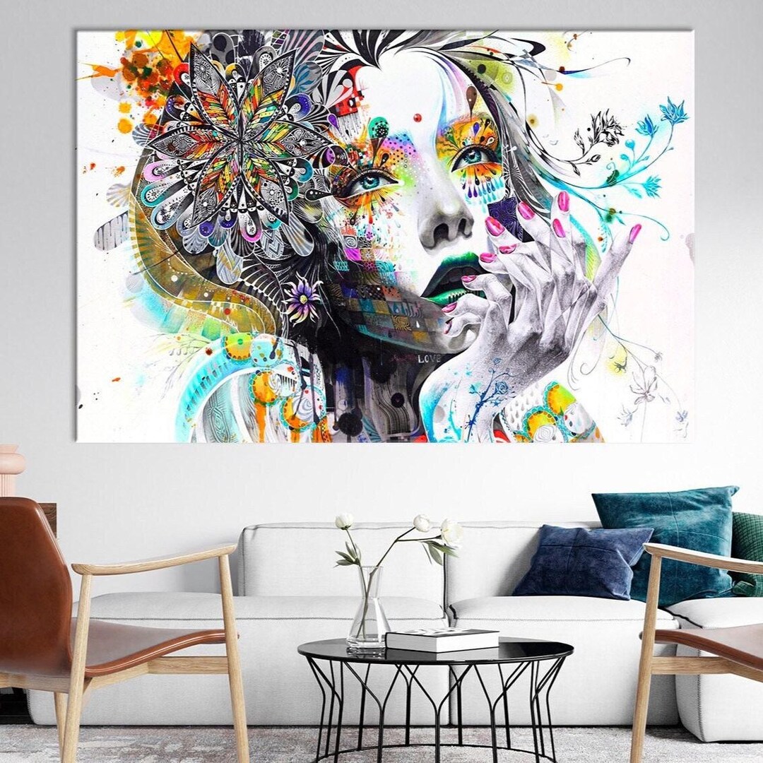 Abstract Woman Face Canvas Art Print, Modern Wall Decor - Etsy