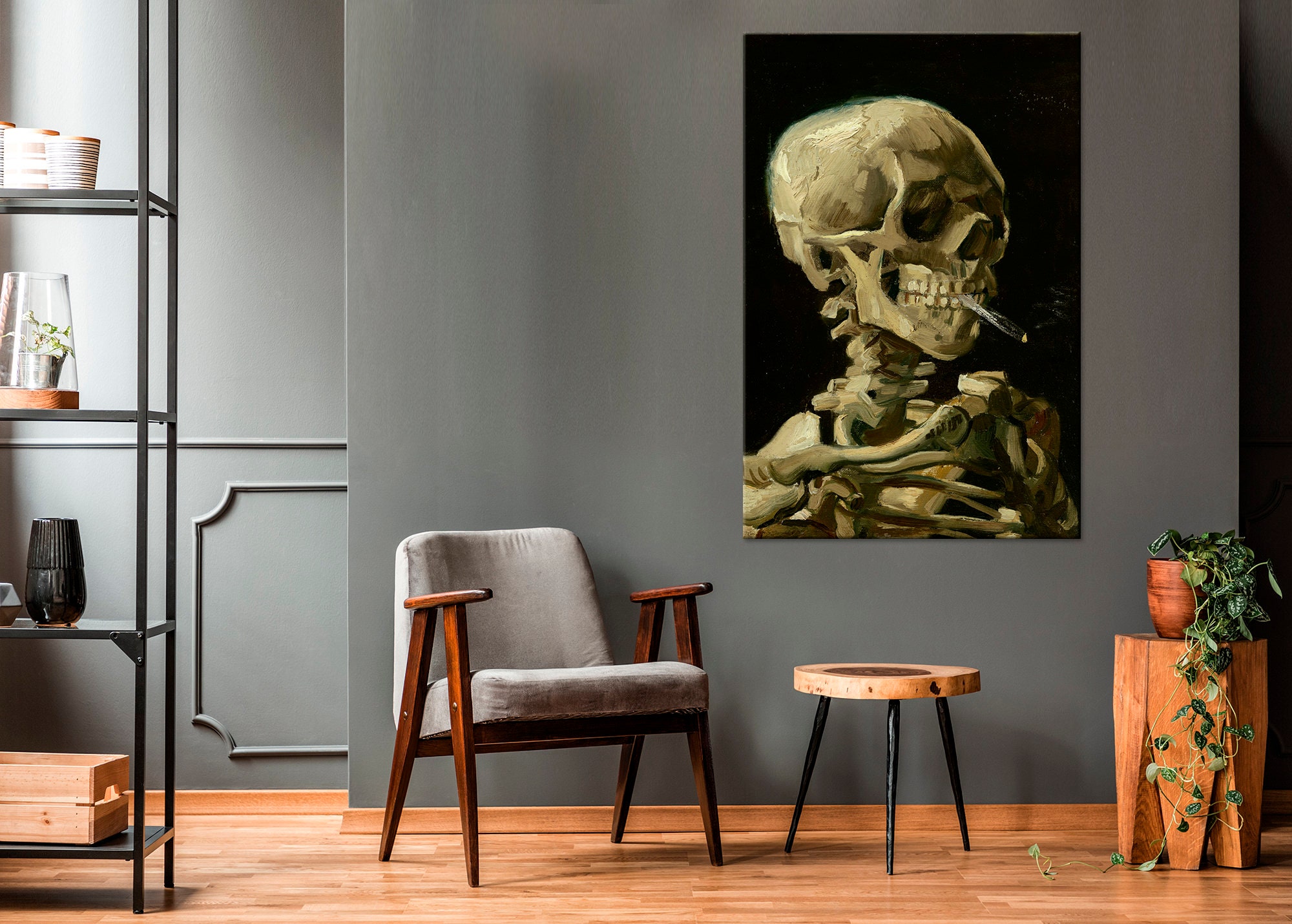 Discover Vincent Van Gogh Print Skeleton with a Burning Cig Canvas