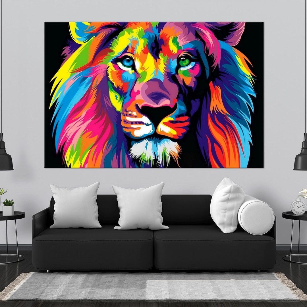 Rainbow Lion King Canvas Print: Vibrant Pop Art Wall Decor - Etsy