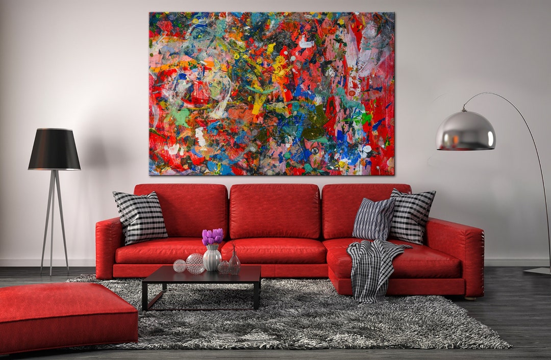 Abstract Colorful Painting Canvas Art Bright Multicolor Wall Art