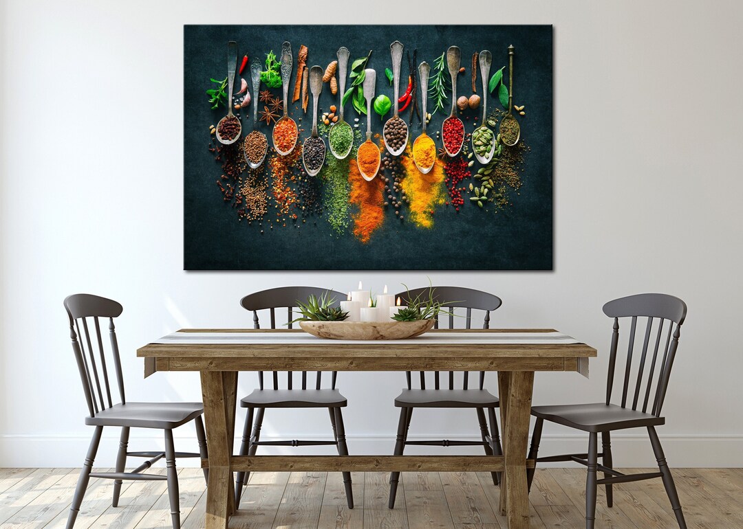 Spice Spoons Print Kitchen Wall Decor Herbs and Spices Wall Art Food