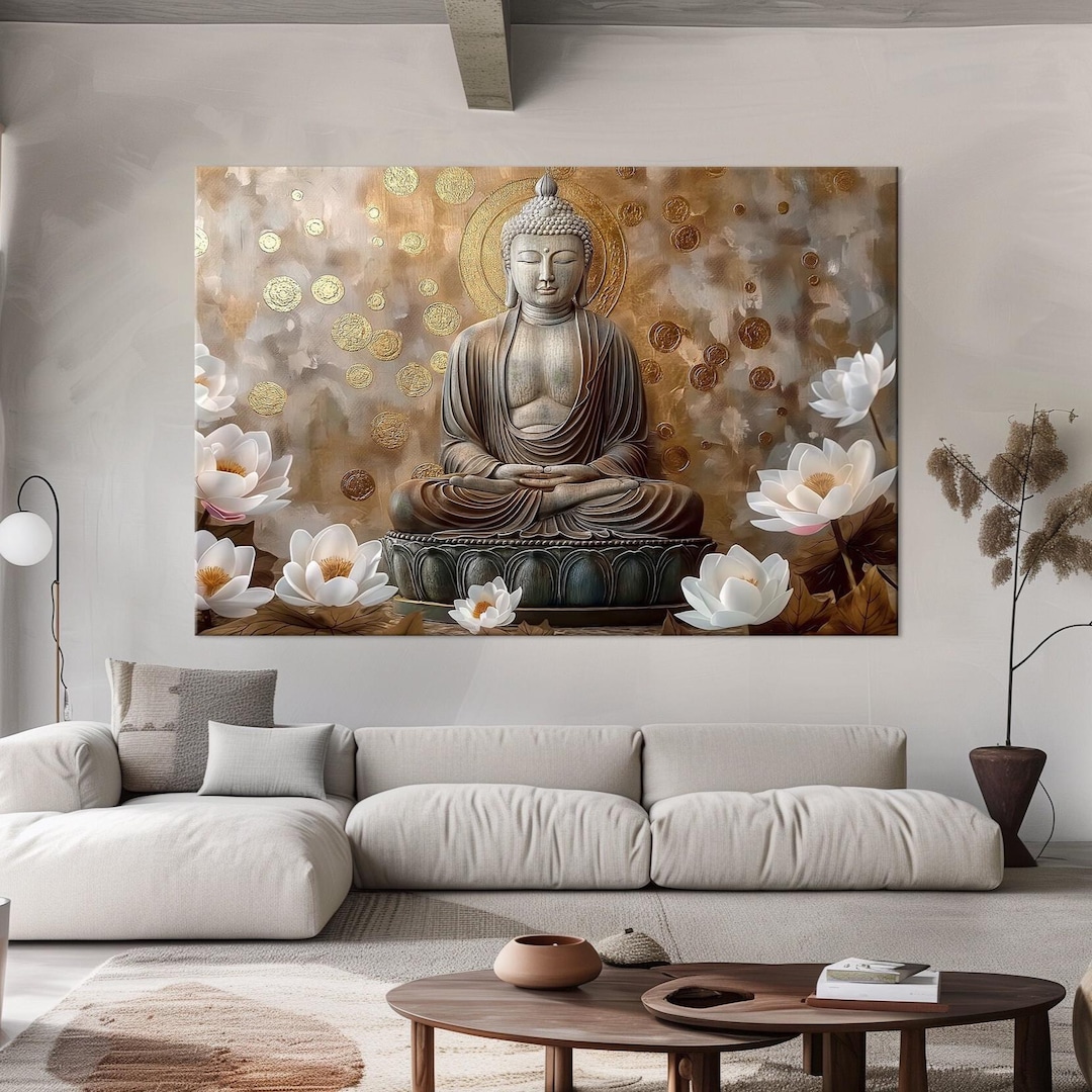 Serene Buddha Lotus Canvas Print: Meditation, Yoga Studio Wall Art - Etsy