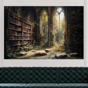 Fantasy Library Canvas Print, Dark Academia Art for Book Lovers