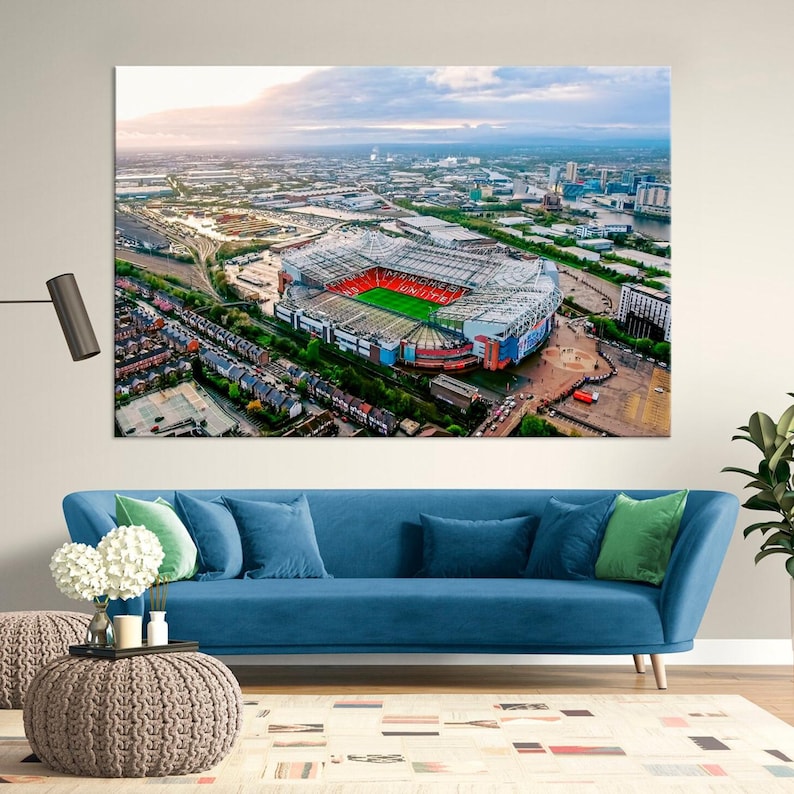 Old Trafford Canvas Print, Manchester United Stadium Wall Art