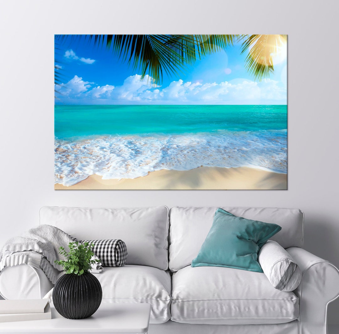 Tropical Beach Wall Art Ocean Beach Print Large Canvas Art Ocean Art