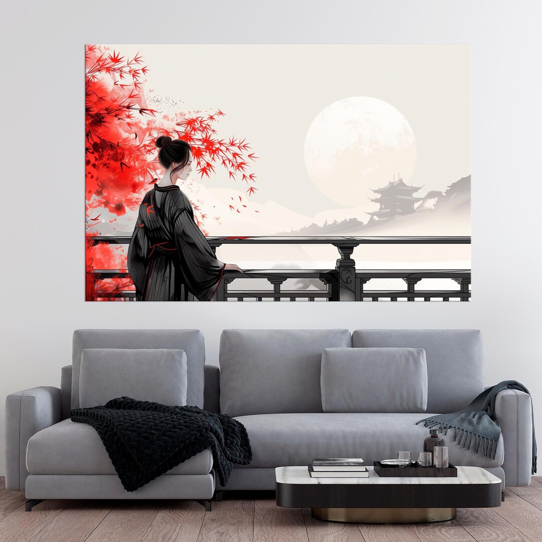 Japanese Woman Large Canvas Wall Art Prints Asian Landscape Print ...