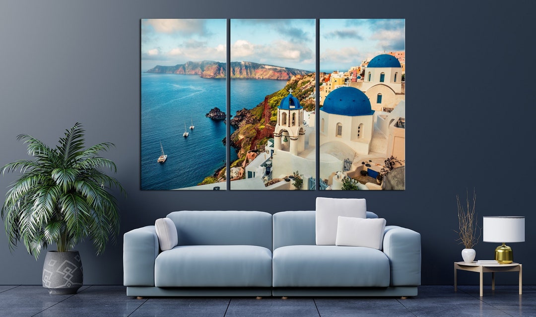Greece Wall Art Prints Santorini Beach Canvas Wall Art Mediterranean