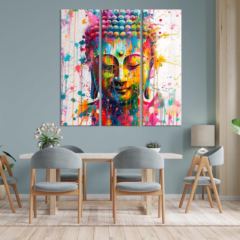 Colorful Buddha Canvas Wall Art Print: Zen Meditation Room Decor - Etsy