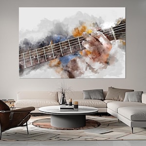 Guitar Canvas Print, Abstract Music Wall Art