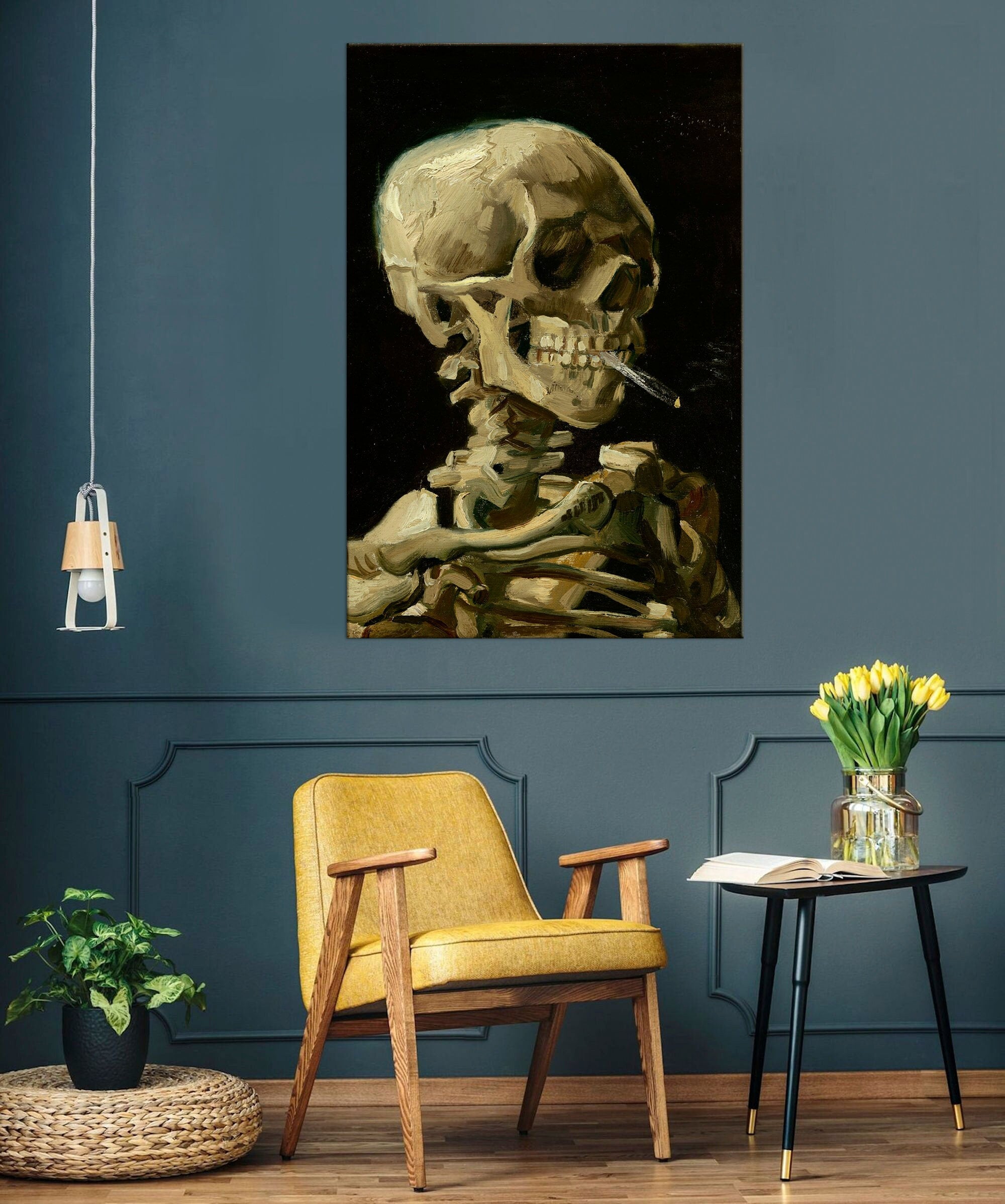 Discover Vincent Van Gogh Print Skeleton with a Burning Cig Canvas