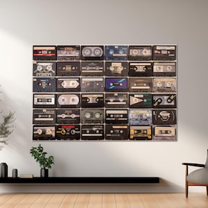Сassettes large canvas wall art prints Сassette wall art Music canvas Vintage music print Music decor Housewarming gift