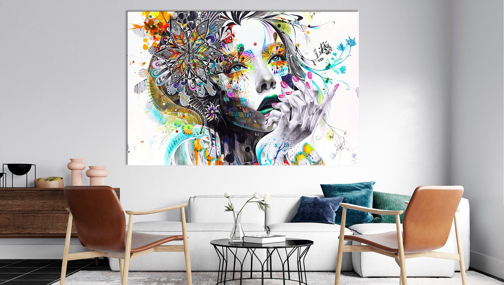 Dream Canvas Girl Face Art Print Large Wall Decor Modern Wall Art Abstract Female Face Art Modern Artwork Living Room Art