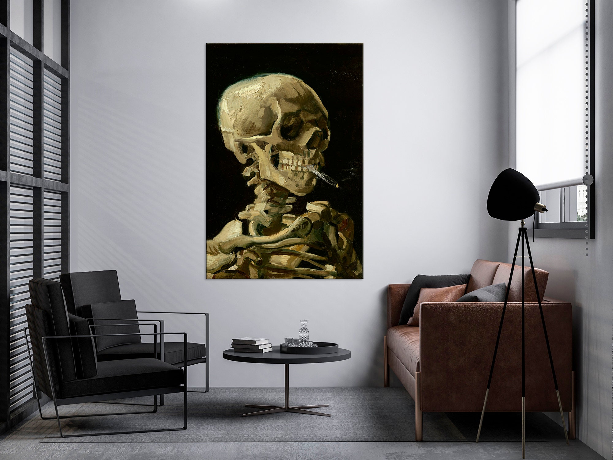 Discover Vincent Van Gogh Print Skeleton with a Burning Cig Canvas