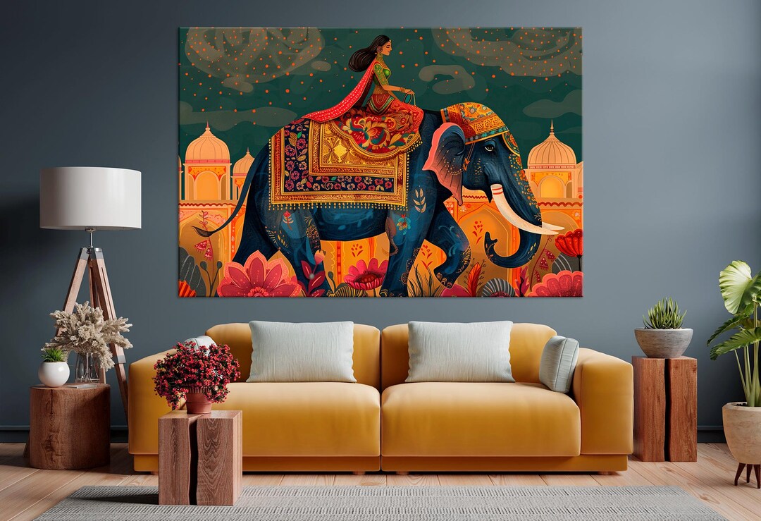Indian Elephant Canvas Print Indian Traditional Wall Art Colorful ...