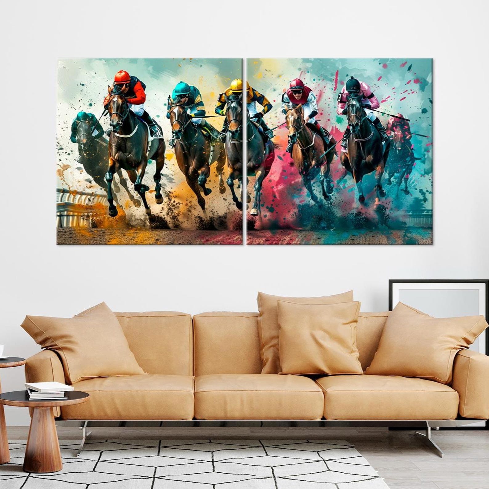 Horse Racing Canvas Print: Colorful Equestrian Wall Art - Etsy