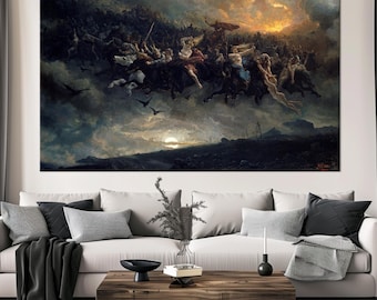 Wild Hunt Odin Canvas Print: Peter Nicolai Arbo Norse Mythology Art Home Decor
