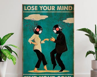 Lienzo con imagen de pareja bailando / Póster de música retro