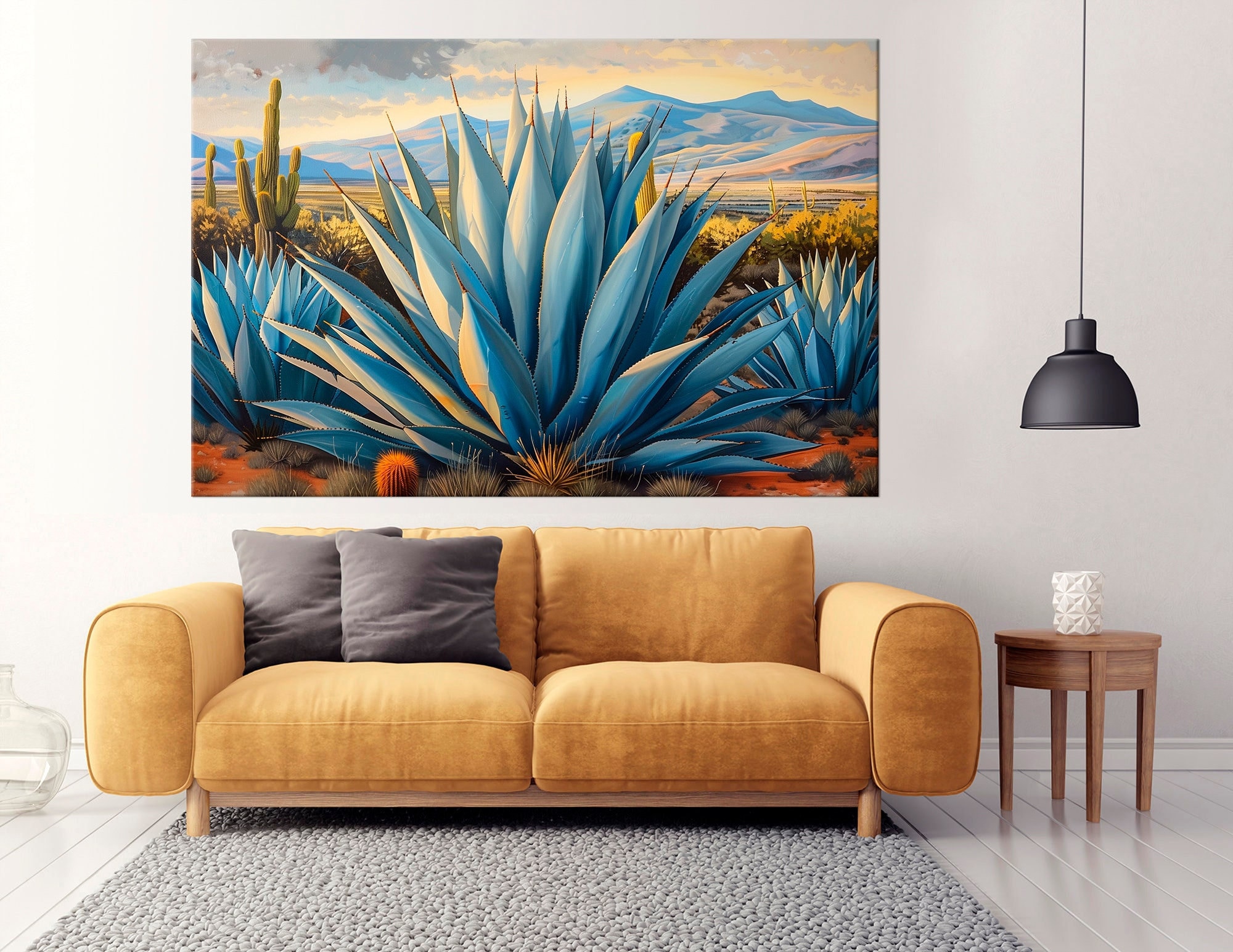 Blue Agave Cactus canvas print Arizona Desert wall art Southwest decor Agave Desert Large canvas art
