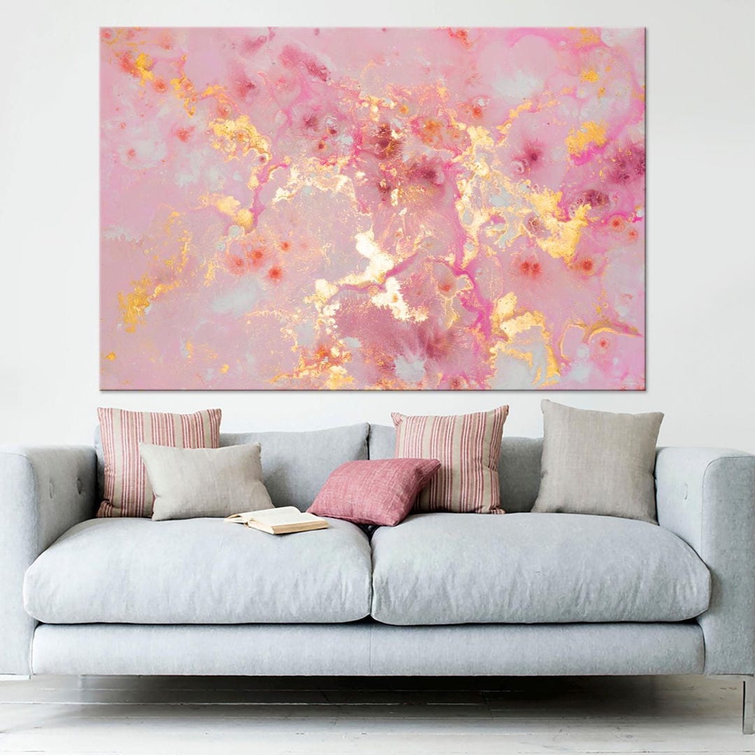 Pink and Gold Marble Abstract Canvas Wall Art, Luxury Decor - Etsy