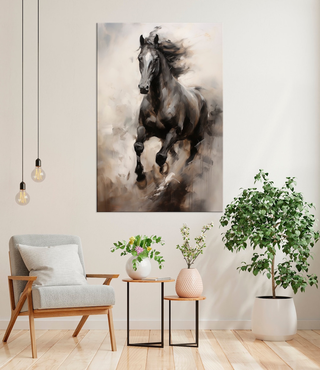 Horse Canvas Wall Art Wild Horse Painting Print Equestrian Wall Art ...