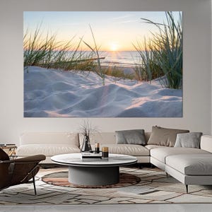 Beach Sunset Canvas Print, Sand Dunes, North Sea Art