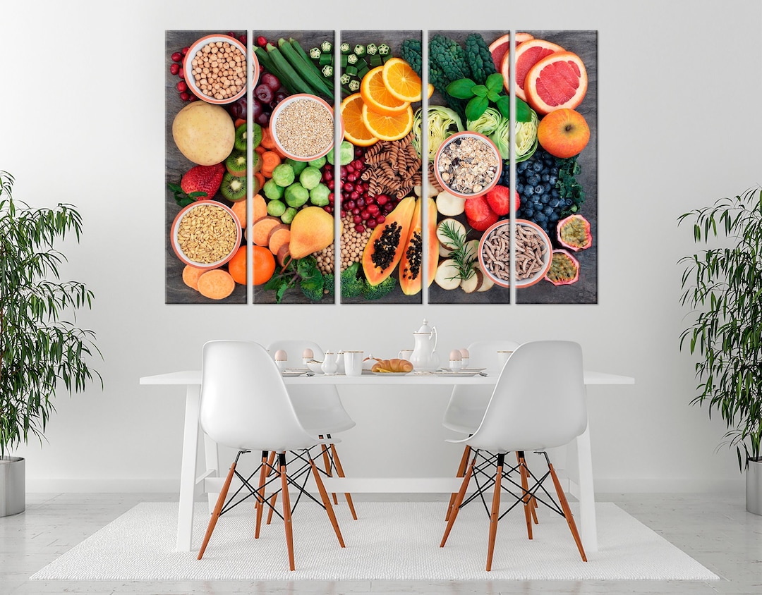 Healthy Food Canvas Wall Art Kitchen Decor Vegan Print Fruit Etsy