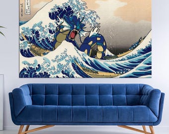 Gyarados Wave Canvas Print – Video Game Playroom Wall Art