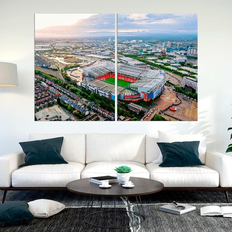 Old Trafford Canvas Print, Manchester United Stadium Wall Art