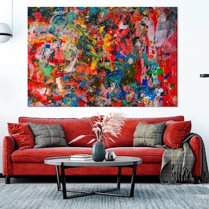 Colorful Abstract Brush Strokes Canvas Print, Ready to Hang
