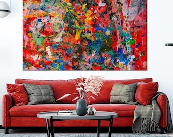 Colorful Abstract Brush Strokes Canvas Print, Ready to Hang