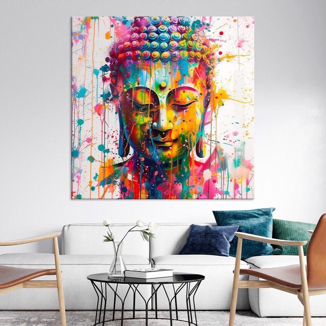 Colorful Buddha Canvas Wall Art Print: Zen Meditation Room Decor - Etsy